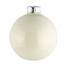 Χριστουγεννιάτικη Γυάλινη Μπάλα Λευκή Γυαλιστερή (10cm)